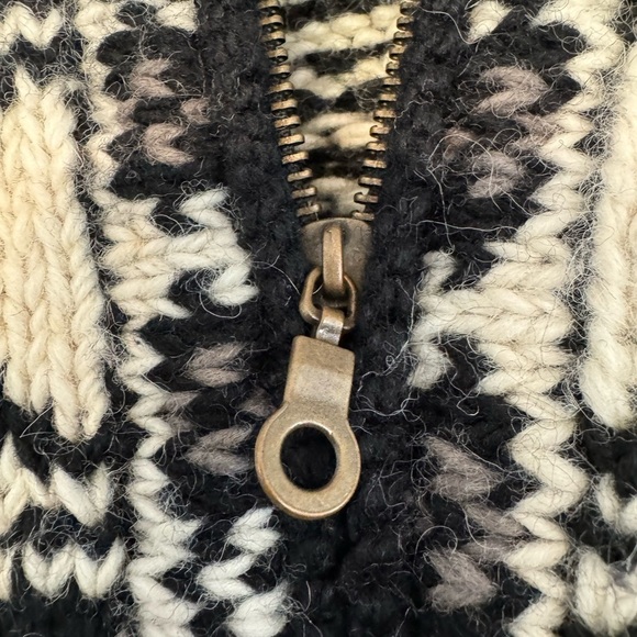 Vintage Motif Hand Knit Wool Nepal Zip Front Cardigan / Sweater / Jacket / small - Picture 2 of 9